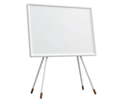  a whiteboard with three legs, isolated against a white background,