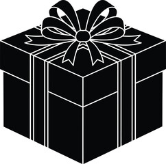 Christmas present illustration of a gift box with a ribbon and bow, in isometric view, vector