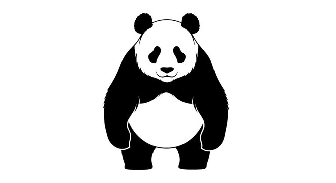 Playful panda bear silhouette standing upright, captivating design for logos, branding, and children's products, ideal for educational content and conservation themes
