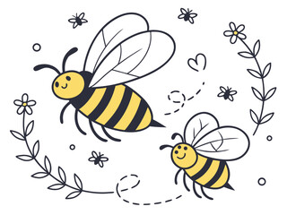 Bee illustration insect vector Isolated on background.eps