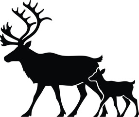 Christmas reindeer vector art of reindeer family silhouette for christmas holiday season decoration and festive celebration vector