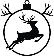 Christmas reindeer vector art of christmas ornament with reindeer silhouette for festive holiday season decoration and celebration vector © AnilChandra