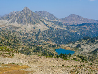 Blue Lake in Neouvielle Massif, Pyrenees Mountains