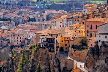 Naklejka premium Cuenca, Spain. Castile La Mancha. Travel and tourism in Europe. Spanish Architecture and History 