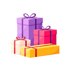 Obraz premium Stack of colorful gift boxes tied with ribbon for celebrations and special occasions