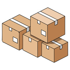 Cardboard boxes isolated vector illustration on white background