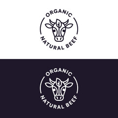 Fresh beef logo design, head beef linear logo