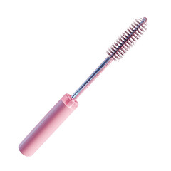 Pink mascara brush isolated on transparent background for makeup and beauty use
