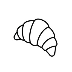 Simple outline of a croissant pastry on a white background