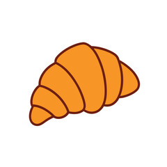 Freshly baked croissant icon on white background