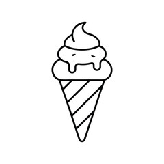 Simple outline ice cream cone food icon