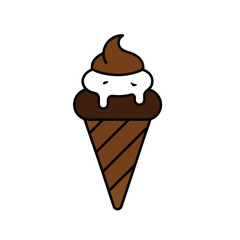 Stylized ice cream cone illustration with a waffle cone and scoop