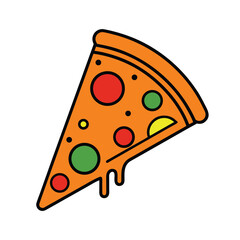 A single slice of pizza presented as a clean vector icon on a white background