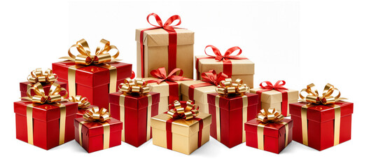 festive Christmas gifts, presents boxes in a row 3d