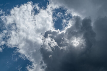 Cloud formations in the sky above the Pyrenees in summer