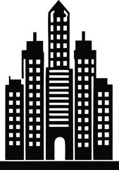 Silhouette cityscape of tall modern buildings with many windows representing urban development and business architecture