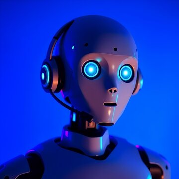 Photo of AI call center robot