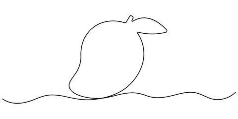 Mango icon continuous one line drawing vector illustration. One line drawing art illustration with organic mango, Continuous one line drawing of mango fruit with leaf. Continuous one line drawing. 