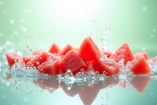 Abstract red shapes floating and reflecting in water with bubbles - Powered by Adobe