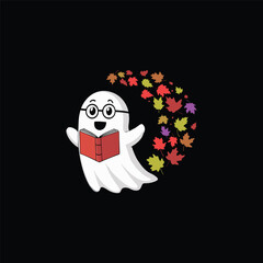 Black T-shirt with a Ghost Reading a Book