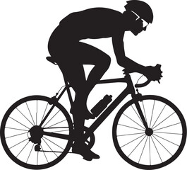 Naklejka premium Silhouette cyclist riding bicycle sport black and white vector illustration
