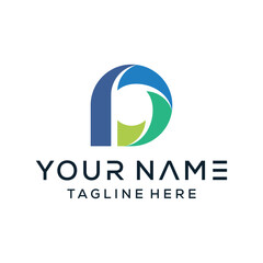 colorful vector logo design of the letter P