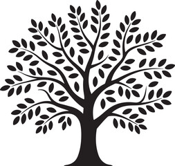 tree silhouettes of various trees on white background