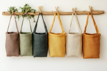 Woven Bags Handmade Textile Art Stylish Eco Friendly Fashion Accessories on transparent background