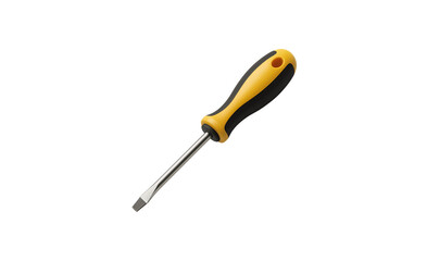 Fototapeta premium A yellow and black handled screwdriver with a metal shaft and tip isolated on transparent background