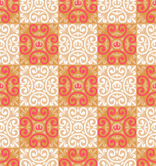 An enchanting symphony of swirls in coral white and gold for a timeless dance of heritage with