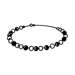 Fototapeta premium Beads necklace design in black silhouette style on white background 