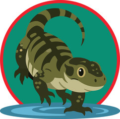 Asian water monitor reptile wildlife animal graphic design element