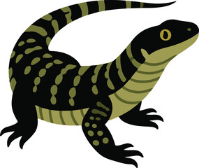 Asian water monitor lizard reptile wildlife animal close up full body