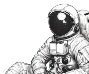 PNG Astronaut line horizontal border drawing sketch illustrated.