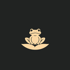 a logo of frog sitting on lily pad nature