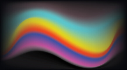 Abstract rainbow wave gradient on dark background