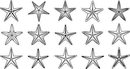 Obraz premium Starfish silhouette, Starfish icon, Starfish SVG, Starfish outline, Tropical starfish SVG, Starfish bundle set.