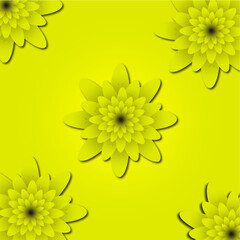 Vibrant yellow chrysanthemum pattern on a bright yellow background