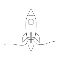   single continuous line art jpg of rocket on white background
