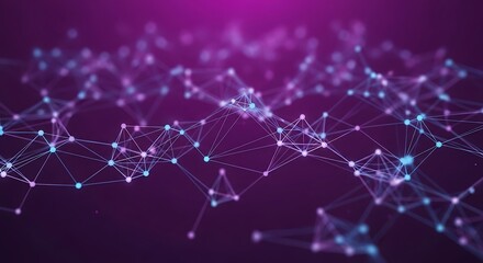 Abstract network connection structure with dots and lines on purple background