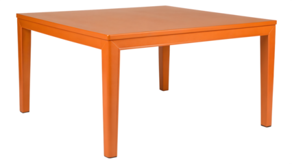 Bright orange square table PNG – Simple modern furniture design. AI GENERATED.
