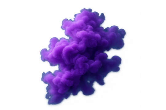 Colorful purple and blue smoke blending, intertwining with translucent wisps against transparent backdrop