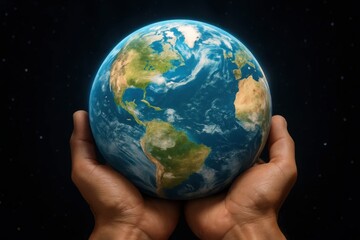 A human hand cradles the Earth, symbolizing our responsibility in preserving this precious planet