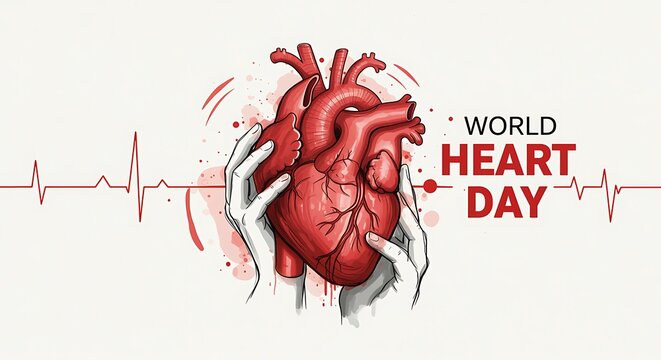Human Heart Illustration for World Heart Day Celebration Promoting Cardiovascular Health Awareness