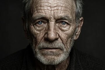 Fototapeta premium Amidst wrinkles, a gaze that speaks volumes