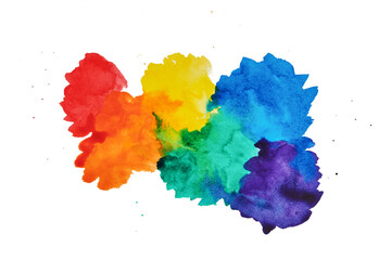 LGBT flag spot blot watercolor red, orange, yellow, green, blue, purple isolated on white background with clipping path. Design element. Abstract concept for diversity and pride month celebrations.