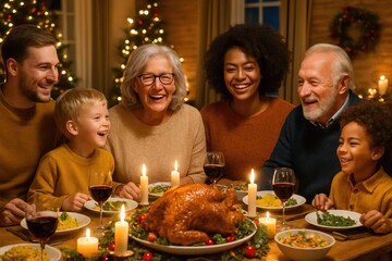 A Family Gathering Around a Festive Table