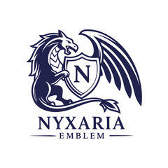 Obraz premium Nyxaria Emblem Logo – Dark Futuristic Abstract Emblem with Sharp Geometric Design for Modern Branding and Professional Identity