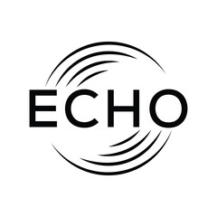 Echo typography text logo design, circle round graphic icon vector