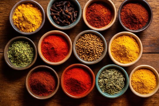 From fiery red chili powder to earthy brown cumin, this collection showcases a spectrum of flavors waiting to be explored